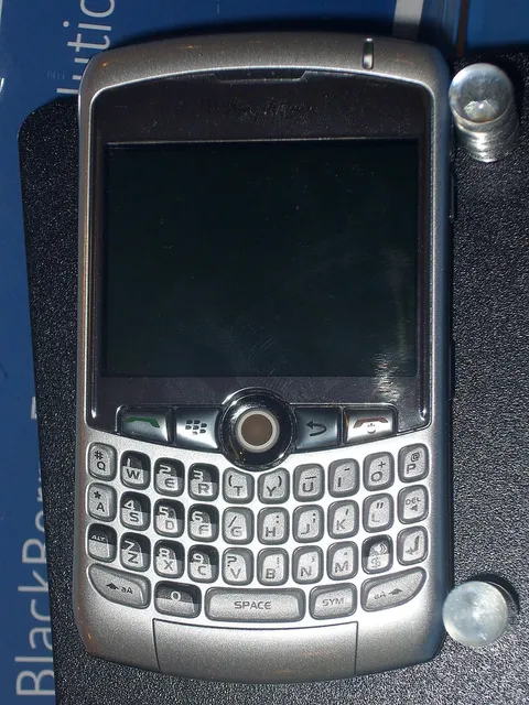 A silver BlackBerry Curve 8300 on display at Computex 2008