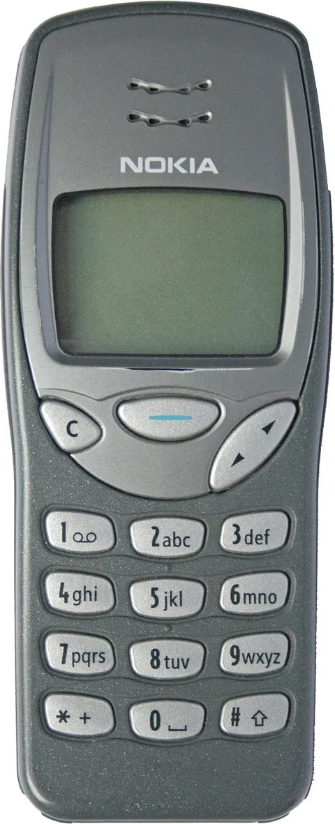 A grey Nokia 3210, front view
